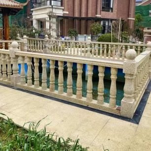 福州黄金麻花岗岩石材栏杆，扶手，将军柱，花瓶柱