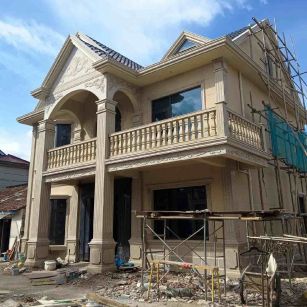 福州 黄金麻花岗岩石材私人别墅雕花门楼柱阳台栏杆