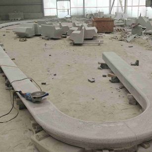 福州 芝麻白花岗岩弧形花坛石，坐凳石