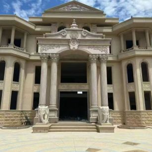 福州 黄金麻别墅外墙干挂，大柱，大象，蘑菇石，雕花板