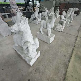 福州 芝麻白花岗岩造型立体雕刻——十二生肖