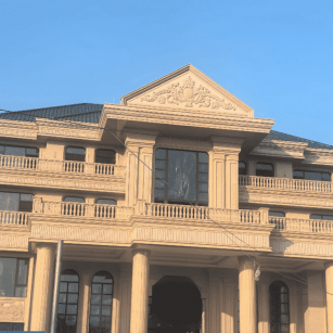 福州黄金麻别墅外墙干挂石材效果示例