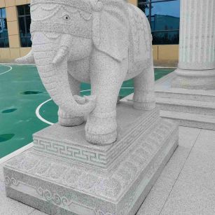 福州 白麻花岗岩动物异形石雕-大象
