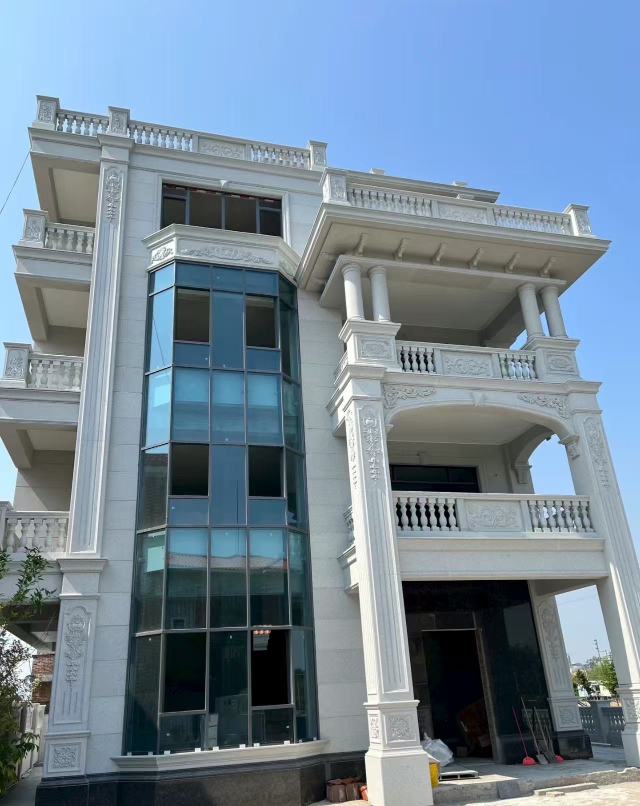 福州 白麻花岗岩别墅外墙干挂效果展示