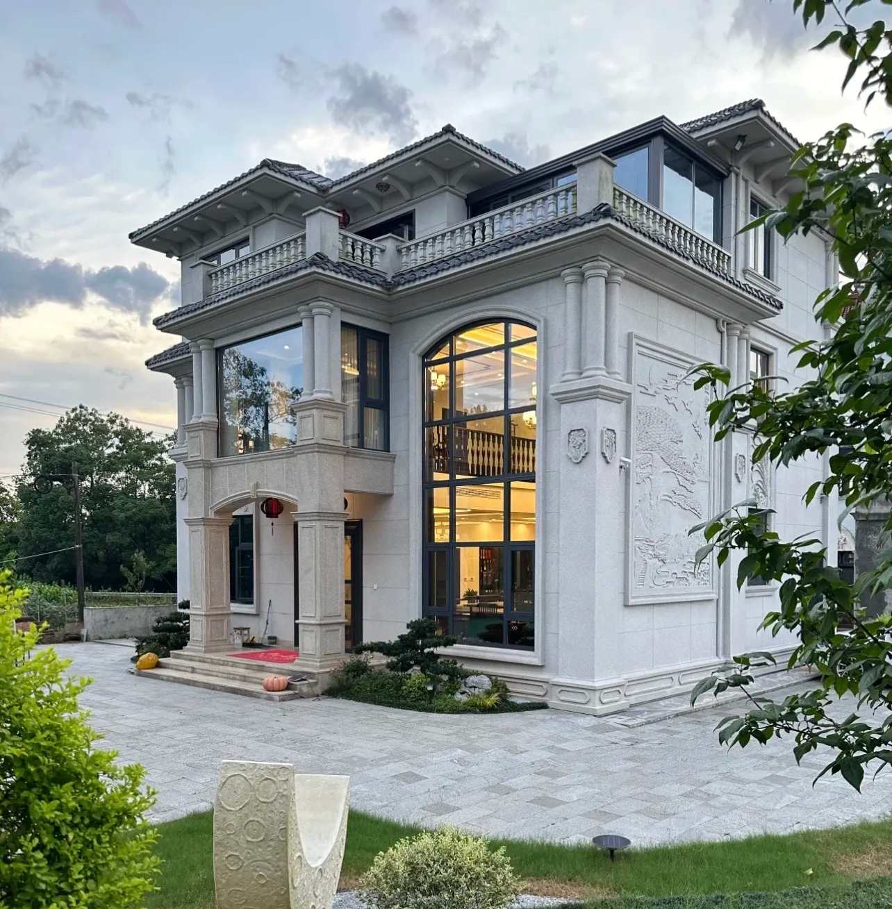 福州 白麻花岗岩私人别墅干挂石材豪华定制