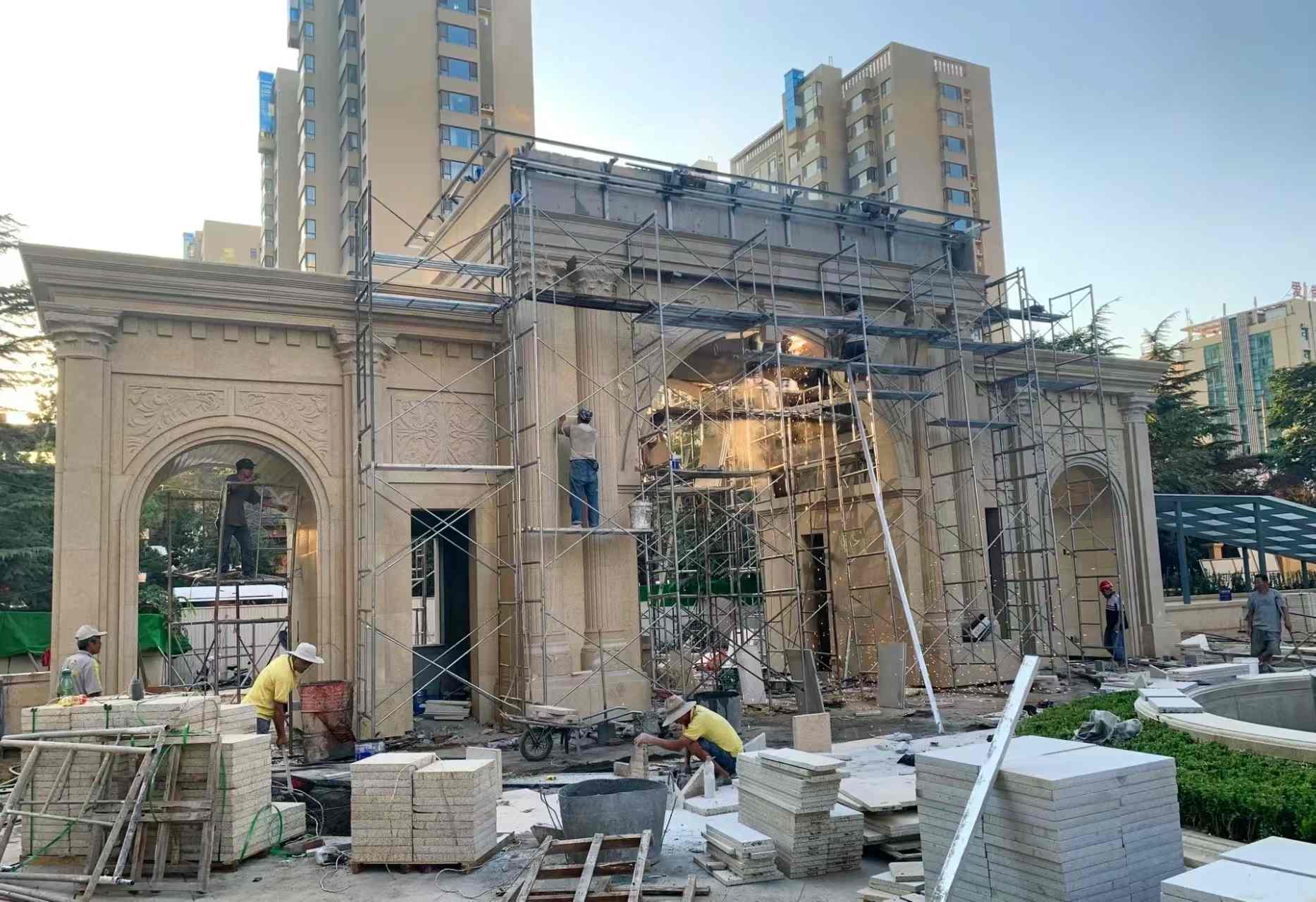 福州 黄金麻荔枝面花岗岩小区门楼外墙干挂