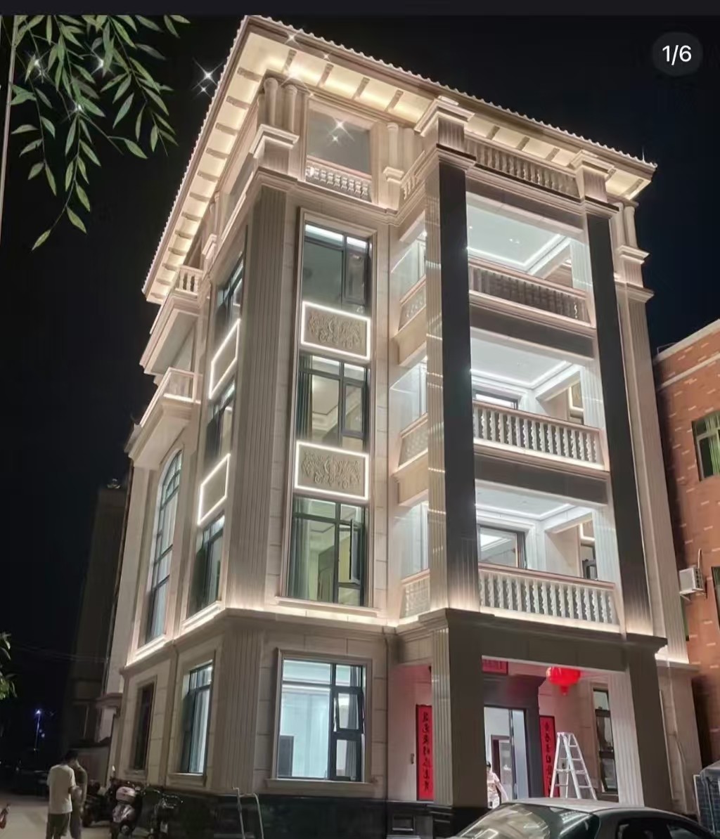 福州 芝麻白花岗岩别墅外墙夜间效果