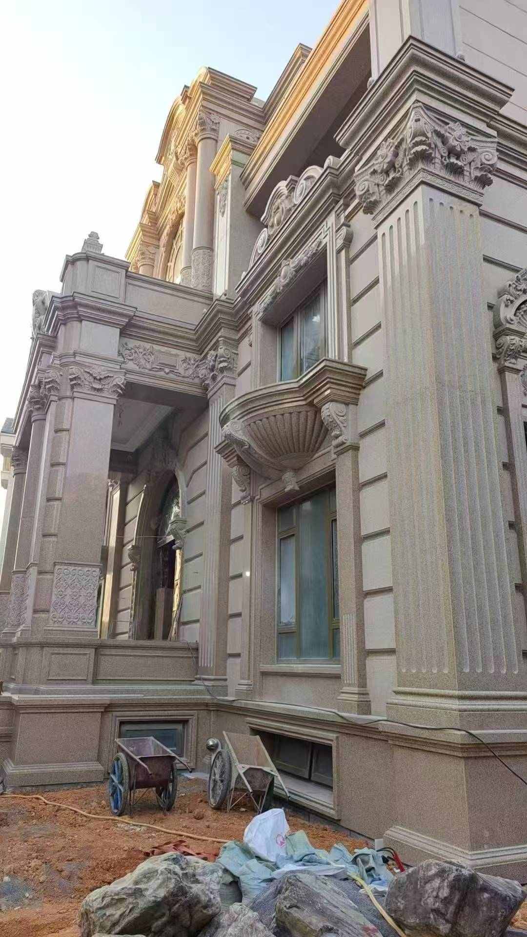 福州 黄金麻花岗岩光面别墅外墙干挂施工完成